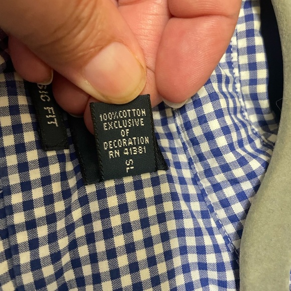 Ralph Lauren Sz XL Classic Fit Blue White Gingham Check Crisp Cotton Shirt - Picture 7 of 12